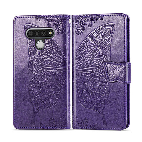 Funda de Cuero Cartera con Soporte Carcasa L01 para LG Stylo 6 Morado