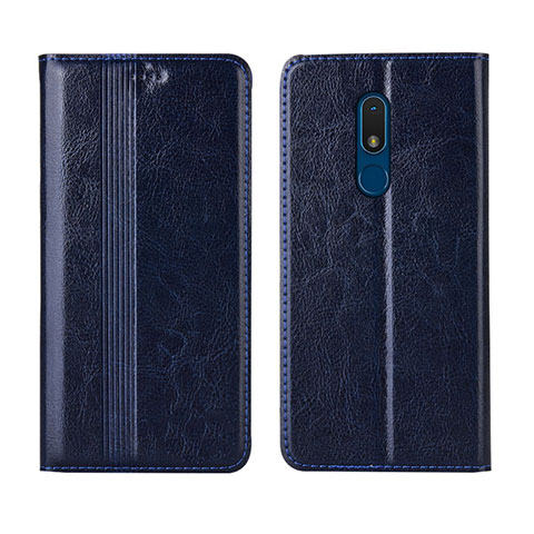 Funda de Cuero Cartera con Soporte Carcasa L01 para Nokia C3 Azul Real