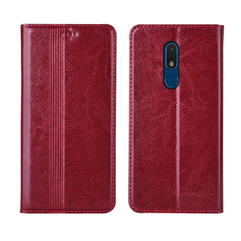 Funda de Cuero Cartera con Soporte Carcasa L01 para Nokia C3 Rojo