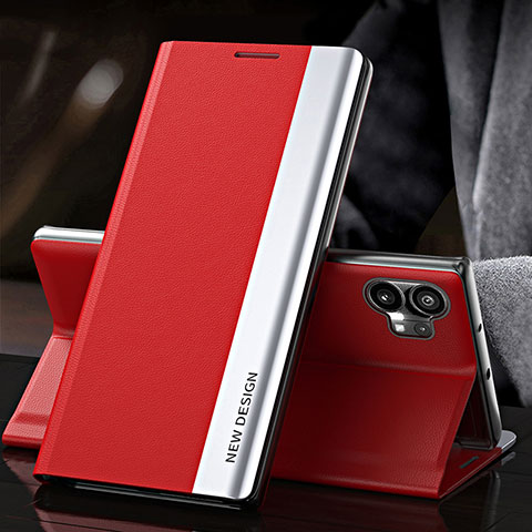 Funda de Cuero Cartera con Soporte Carcasa L01 para Nothing Phone 1 Rojo