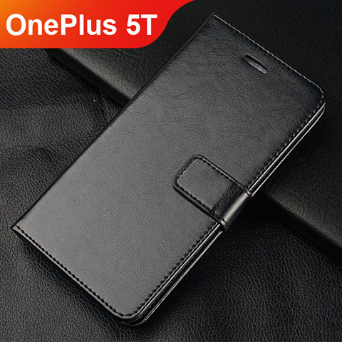 Funda de Cuero Cartera con Soporte Carcasa L01 para OnePlus 5T A5010 Negro