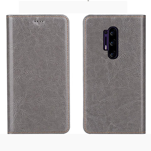 Funda de Cuero Cartera con Soporte Carcasa L01 para OnePlus 8 Pro Gris