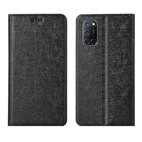 Funda de Cuero Cartera con Soporte Carcasa L01 para Oppo A52 Negro