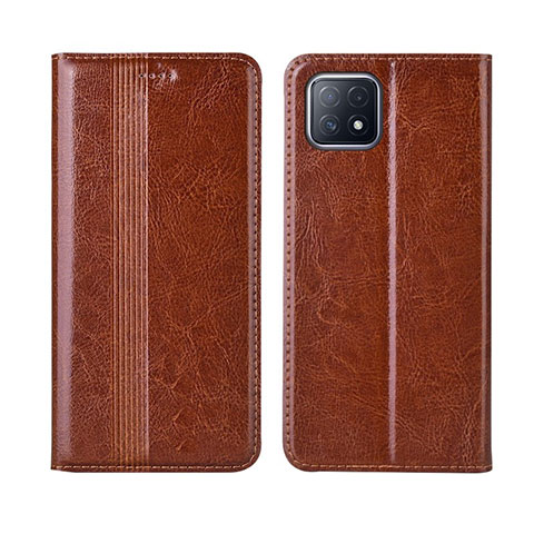 Funda de Cuero Cartera con Soporte Carcasa L01 para Oppo A53 5G Marron Claro