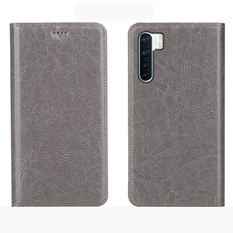 Funda de Cuero Cartera con Soporte Carcasa L01 para Oppo A91 Gris