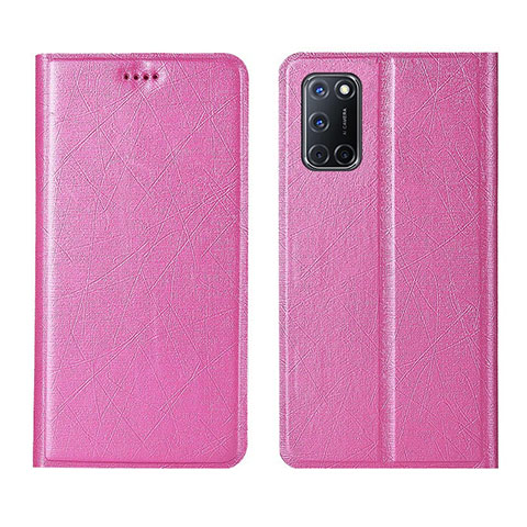 Funda de Cuero Cartera con Soporte Carcasa L01 para Oppo A92 Rosa