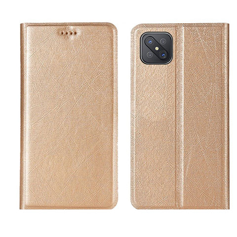 Funda de Cuero Cartera con Soporte Carcasa L01 para Oppo A92s 5G Oro