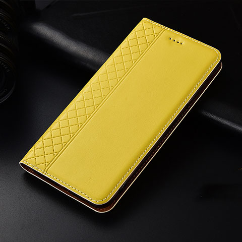 Funda de Cuero Cartera con Soporte Carcasa L01 para Oppo Find X2 Amarillo