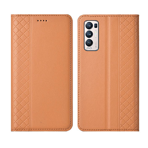 Funda de Cuero Cartera con Soporte Carcasa L01 para Oppo Find X3 Neo 5G Naranja