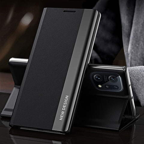 Funda de Cuero Cartera con Soporte Carcasa L01 para Oppo Find X5 5G Negro