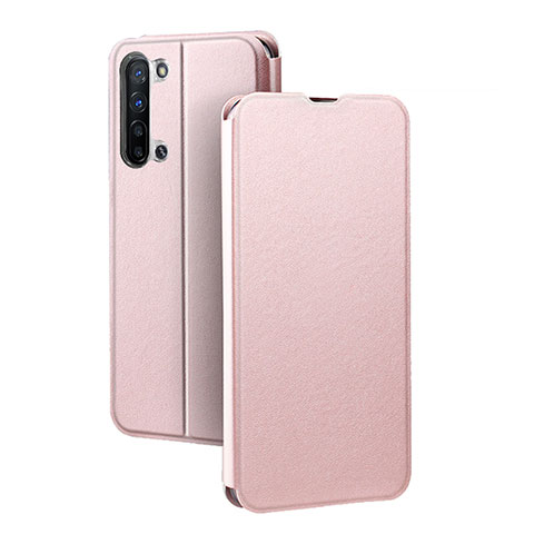 Funda de Cuero Cartera con Soporte Carcasa L01 para Oppo K7 5G Oro Rosa