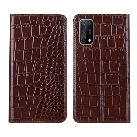 Funda de Cuero Cartera con Soporte Carcasa L01 para Oppo K7x 5G Marron