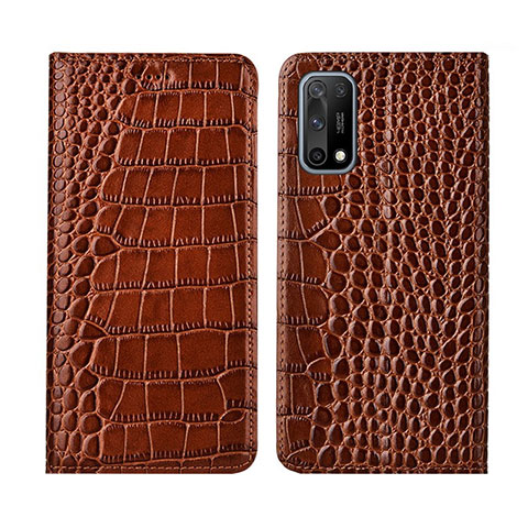 Funda de Cuero Cartera con Soporte Carcasa L01 para Oppo K7x 5G Marron Claro