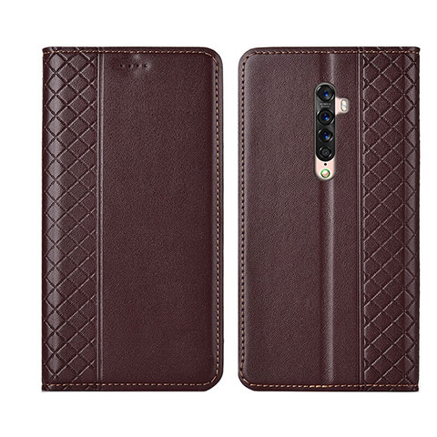 Funda de Cuero Cartera con Soporte Carcasa L01 para Oppo Reno2 Marron