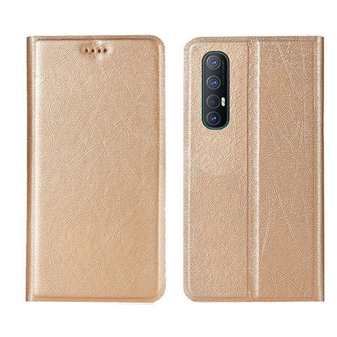 Funda de Cuero Cartera con Soporte Carcasa L01 para Oppo Reno3 Pro Oro