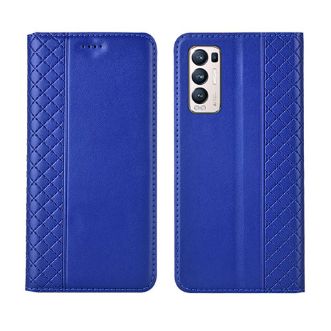 Funda de Cuero Cartera con Soporte Carcasa L01 para Oppo Reno5 Pro+ Plus 5G Azul