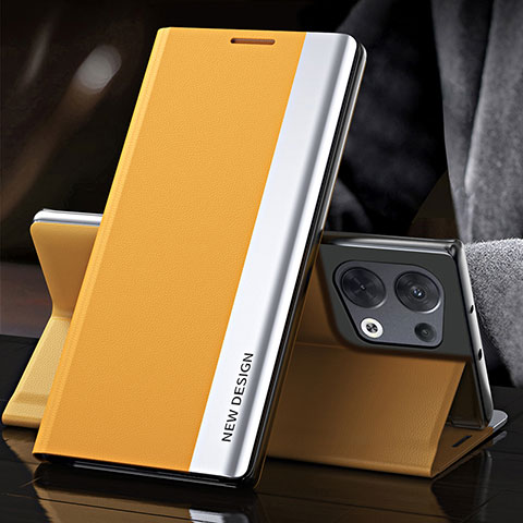 Funda de Cuero Cartera con Soporte Carcasa L01 para Oppo Reno8 Pro 5G Amarillo