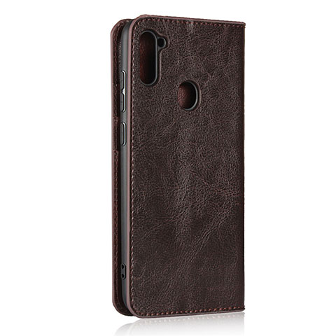 Funda de Cuero Cartera con Soporte Carcasa L01 para Samsung Galaxy A11 Marron