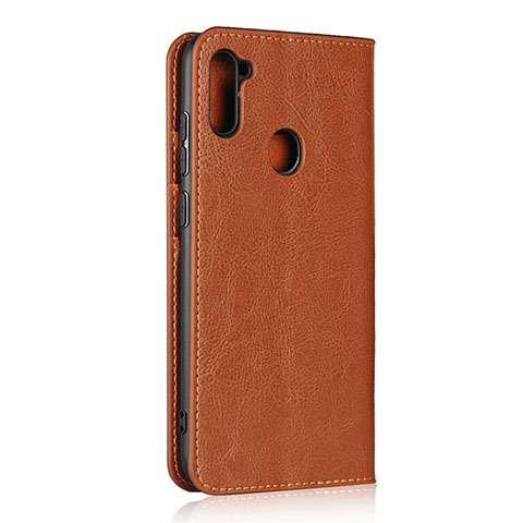 Funda de Cuero Cartera con Soporte Carcasa L01 para Samsung Galaxy A11 Marron Claro