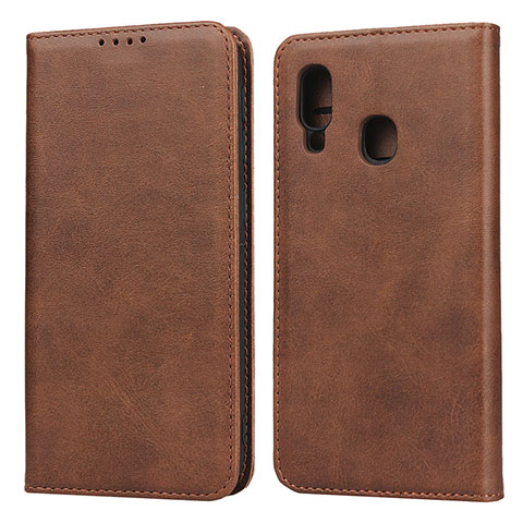 Funda de Cuero Cartera con Soporte Carcasa L01 para Samsung Galaxy A20e Marron