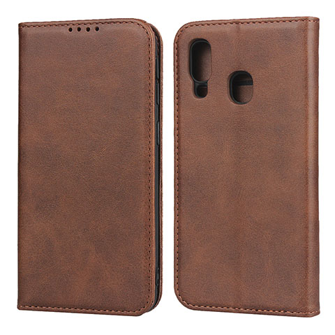 Funda de Cuero Cartera con Soporte Carcasa L01 para Samsung Galaxy A40 Marron