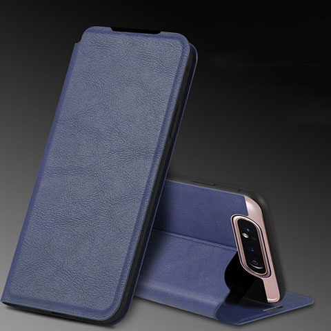 Funda de Cuero Cartera con Soporte Carcasa L01 para Samsung Galaxy A80 Azul