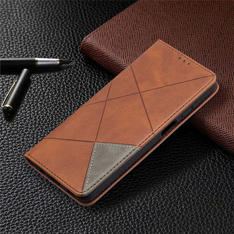 Funda de Cuero Cartera con Soporte Carcasa L01 para Samsung Galaxy F12 Marron