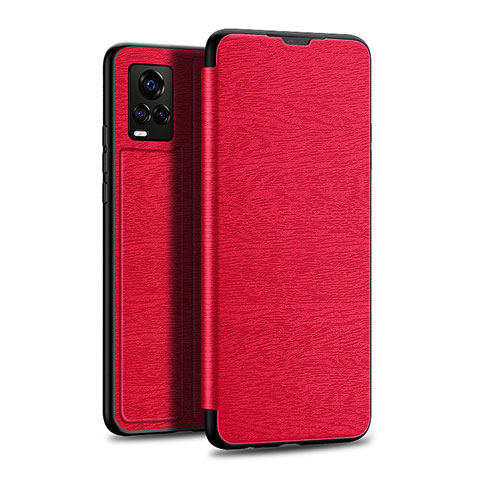 Funda de Cuero Cartera con Soporte Carcasa L01 para Vivo V20 Pro 5G Rojo