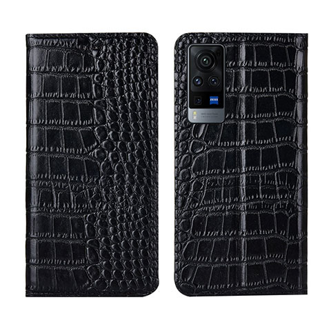 Funda de Cuero Cartera con Soporte Carcasa L01 para Vivo X60 5G Negro