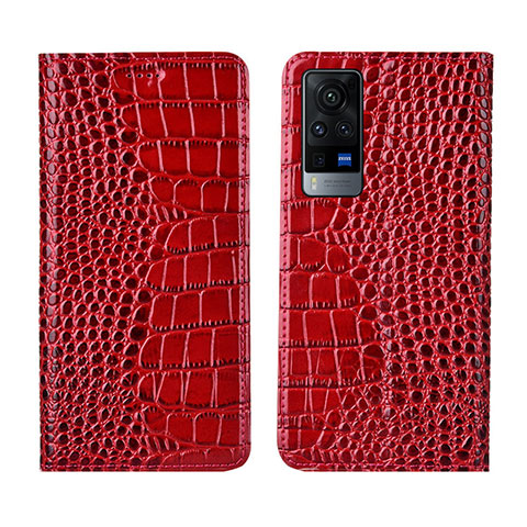 Funda de Cuero Cartera con Soporte Carcasa L01 para Vivo X60T 5G Rojo