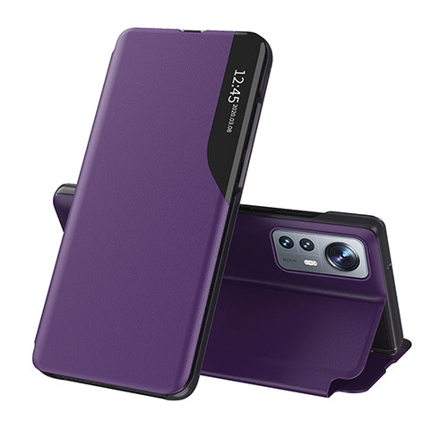 Funda de Cuero Cartera con Soporte Carcasa L01 para Xiaomi Mi 12 5G Morado