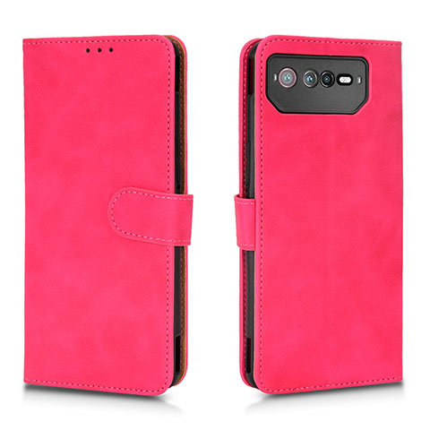 Funda de Cuero Cartera con Soporte Carcasa L01Z para Asus ROG Phone 6 Pro Rosa Roja