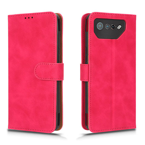 Funda de Cuero Cartera con Soporte Carcasa L01Z para Asus ROG Phone 7 Ultimate Rosa Roja