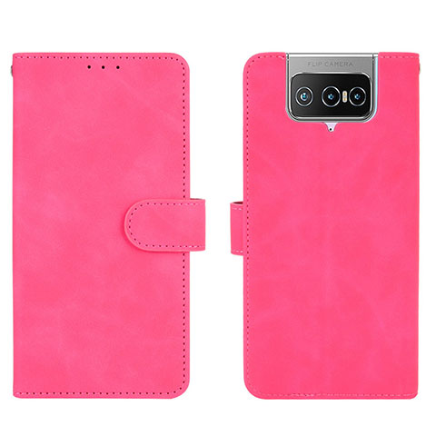 Funda de Cuero Cartera con Soporte Carcasa L01Z para Asus Zenfone 7 Pro ZS671KS Rosa Roja