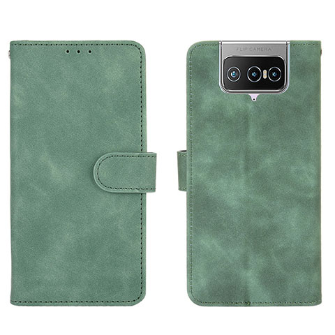 Funda de Cuero Cartera con Soporte Carcasa L01Z para Asus ZenFone 8 Flip ZS672KS Verde