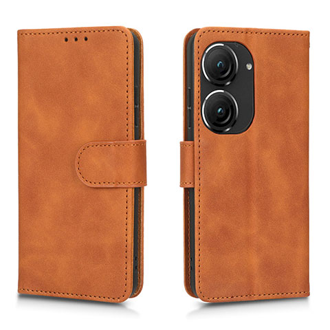 Funda de Cuero Cartera con Soporte Carcasa L01Z para Asus Zenfone 9 Marron