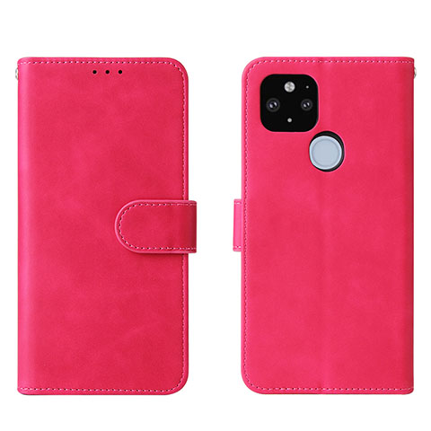 Funda de Cuero Cartera con Soporte Carcasa L01Z para Google Pixel 5a 5G Rosa Roja