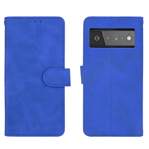 Funda de Cuero Cartera con Soporte Carcasa L01Z para Google Pixel 6 Pro 5G Azul