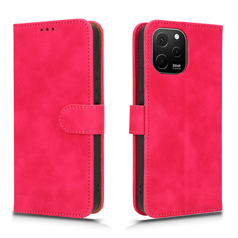 Funda de Cuero Cartera con Soporte Carcasa L01Z para Huawei Enjoy 50z Rosa Roja