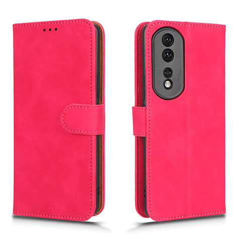 Funda de Cuero Cartera con Soporte Carcasa L01Z para Huawei Honor 80 Pro Flat 5G Rosa Roja