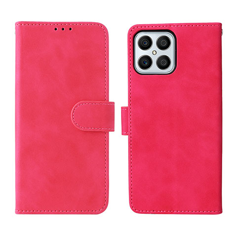 Funda de Cuero Cartera con Soporte Carcasa L01Z para Huawei Honor X8 4G Rosa Roja