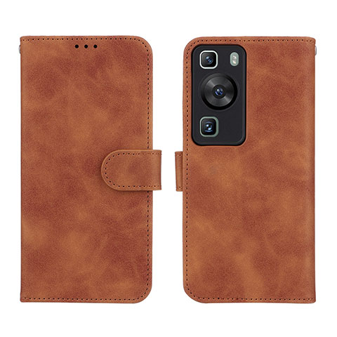 Funda de Cuero Cartera con Soporte Carcasa L01Z para Huawei P60 Marron