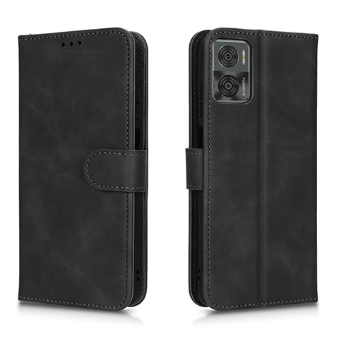 Funda de Cuero Cartera con Soporte Carcasa L01Z para Motorola Moto E22 Negro