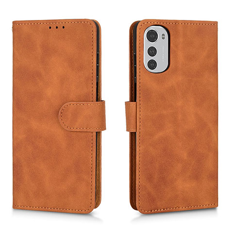 Funda de Cuero Cartera con Soporte Carcasa L01Z para Motorola Moto E32 Marron