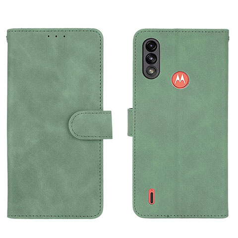 Funda de Cuero Cartera con Soporte Carcasa L01Z para Motorola Moto E7 Power Verde