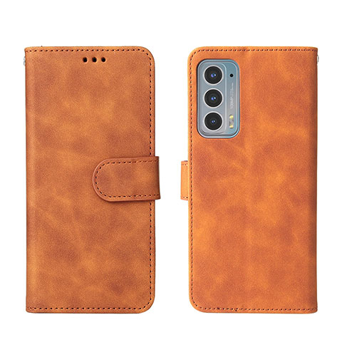 Funda de Cuero Cartera con Soporte Carcasa L01Z para Motorola Moto Edge 20 5G Marron