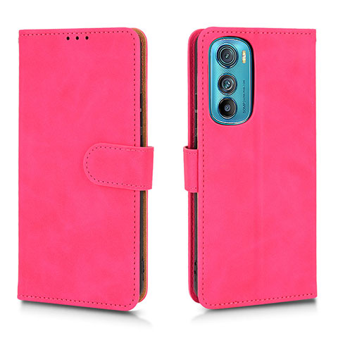 Funda de Cuero Cartera con Soporte Carcasa L01Z para Motorola Moto Edge 30 5G Rosa Roja