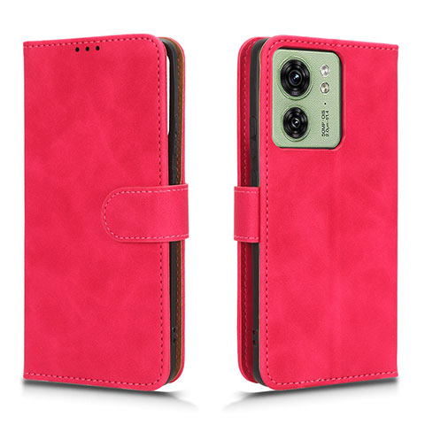 Funda de Cuero Cartera con Soporte Carcasa L01Z para Motorola Moto Edge 40 5G Rosa Roja