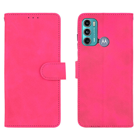 Funda de Cuero Cartera con Soporte Carcasa L01Z para Motorola Moto G40 Fusion Rosa Roja