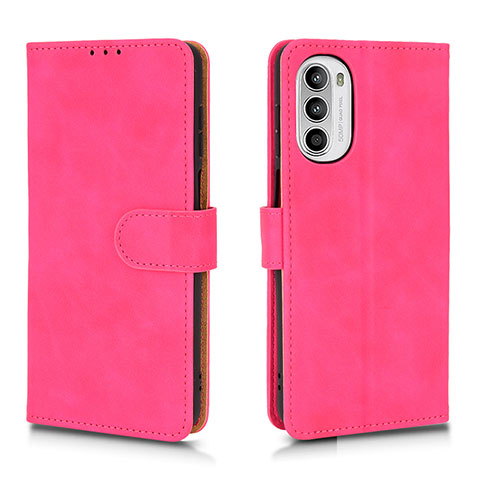 Funda de Cuero Cartera con Soporte Carcasa L01Z para Motorola MOTO G52 Rosa Roja